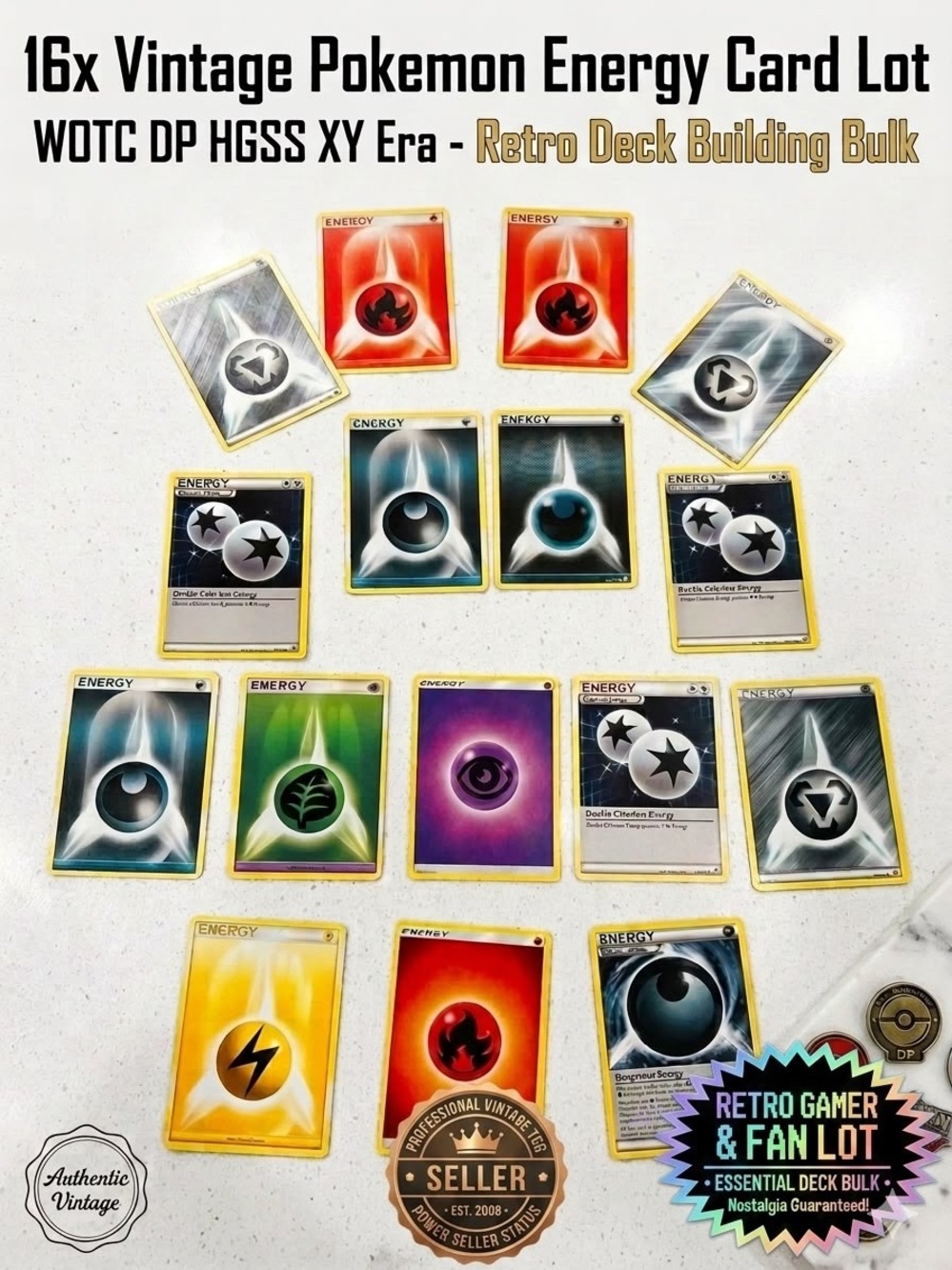 Lot 03 -16 Pokémon Energy Cards - WOTC DP HGSS XY Sun & Moon Eras Mixed
